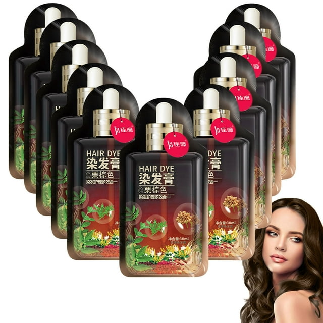 Productos para el cuidado del cabello, tinte natural de plantas, botánico, 30 ml, 10 paquetes/caja, para cubrir canas, crema colorante para el cabello Fruitcolor, tinte natural para el cabello vegetal