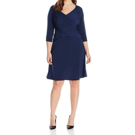 NY Collection - NY Collection NEW Navy Blue Womens Size 1X Plus ...