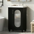 thumbnail image 3 of Montary 20" Black Bathroom Vanity Cabinet with Sink - Two-Tier Adjustable Shelves, Solid Wood/MDF, 3 of 12