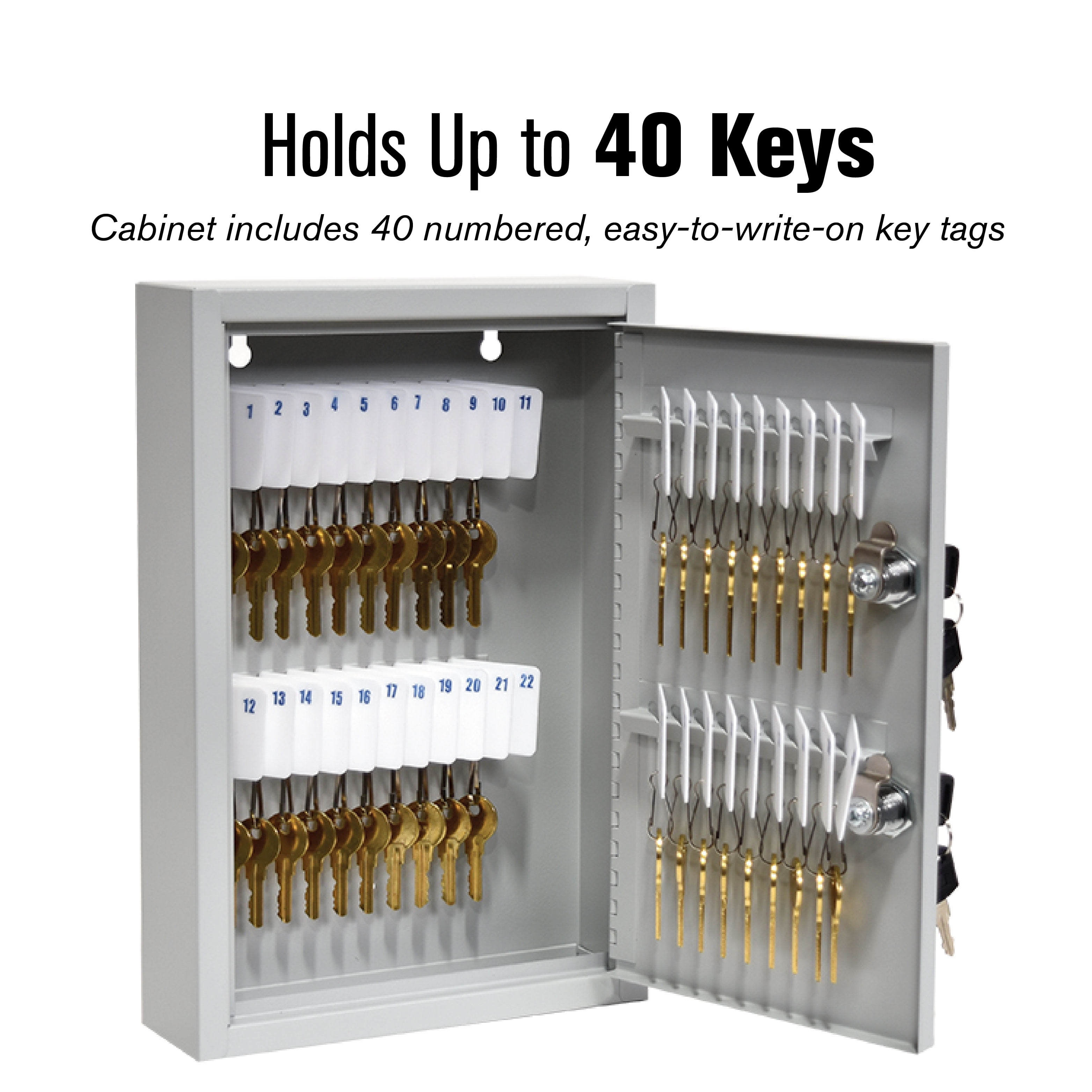 BankSupplies Fort Knox 40 Key Cabinet | Dual Lock Control Key Box | 22 Gauge