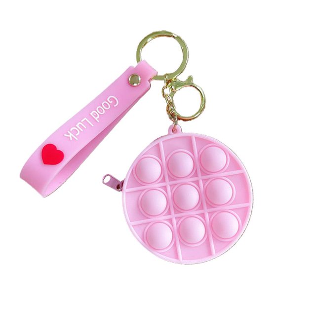 Push Bubble Round Coin Purse Silicona Descompresión Juguete Llavero De Dibujos Animados Bolsa De Almacenamiento Para Adultos Y Niños seitruly AP007468-04