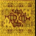 thumbnail image 1 of Ahgly Company Machine Washable Indoor Square Oriental Yellow Industrial Area Rugs, 6' Square, 1 of 4