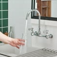 thumbnail image 3 of BWE Wall Mount Kitchen Faucet Polished Chrome 8 Inch Center Commercial Double Handle with Swivel Spout Sink Faucet Utility Laundry Restaurant Bar Mixer Tap Brass Constructed, 3 of 26