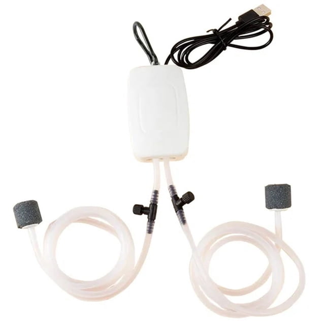 Bomba de Aire para Pecera, Aireador Alimentado por USB, Accesorios Acuario, Válvula Ajustable, Oxígeno Burbuja Silenciosa ()