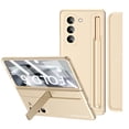thumbnail image 2 of ELEHOLD for Samsung Galaxy Z Fold 6 Built-in S Pen Holder Case with Pen Stylus,Shockproof PC Case with Front Screen Protector with Detachable Modules Stand Cover for Galaxy Z Fold 6,Beige, 2 of 8