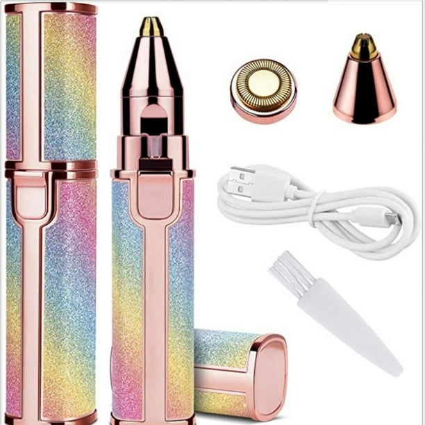 Depiladora de Cejas, Depiladora de Vello Facial Recargable 2 en 1, Depiladora de Cejas Eléctrica Depilación Liviana Sin Dolor con Luz LED Incorporada para Cara, Cejas, Bigote, Cabello, Cuerpo