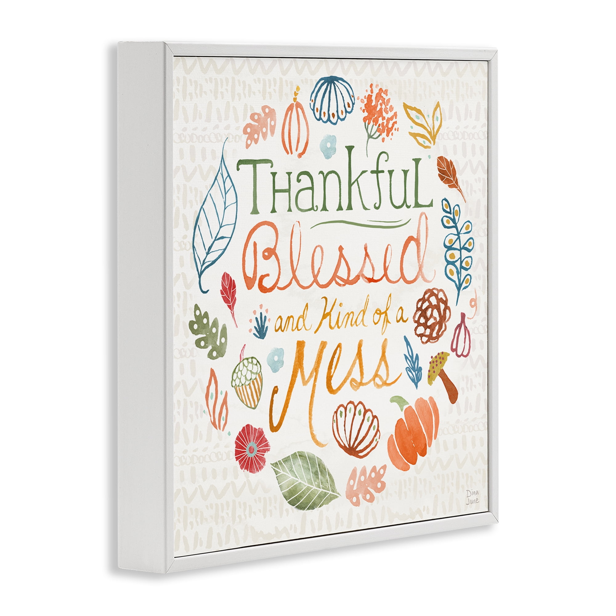Stupell Industries Kind Of A Mess Autumnal Holiday Painting White Framed Art Prints Wall Art, 24 x 24