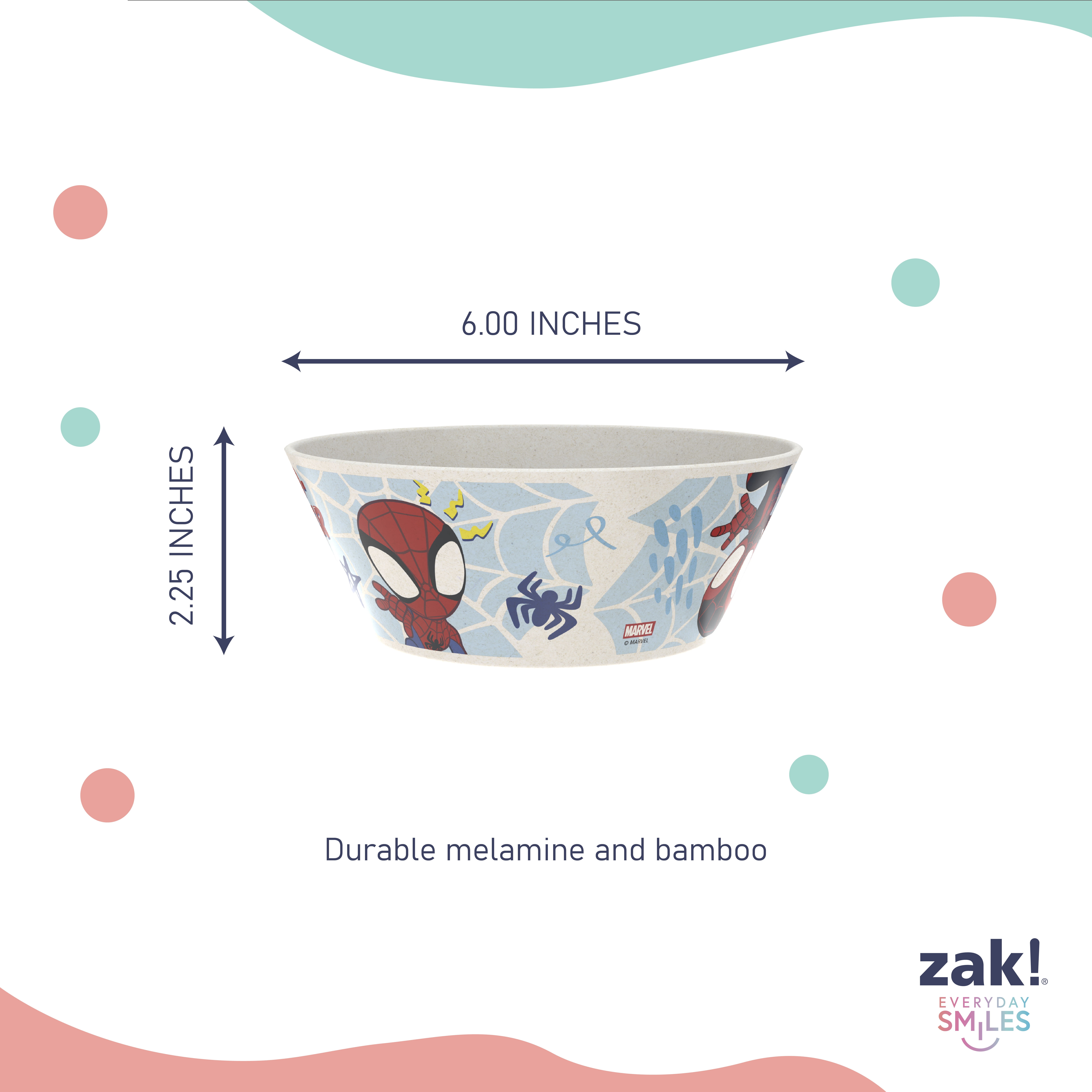 Zak Designs Spidey and His Amazing Friends 6" Round Bowl