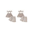 thumbnail image 2 of BemeyourBBs Toddler Baby Girl Summer Clothes Cute Infan Baby Girls Summer 2 Piece Outfit 6 12 18 24 Months 2 3 4 Years Strap Tie-up Striped Layered Camisole TankTop with Shorts Set, 2 of 9