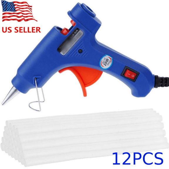 20W Hot Melt Glue Gun Repair Tools Heat Gun with 7mm 12x Sticks Crafts US Plug