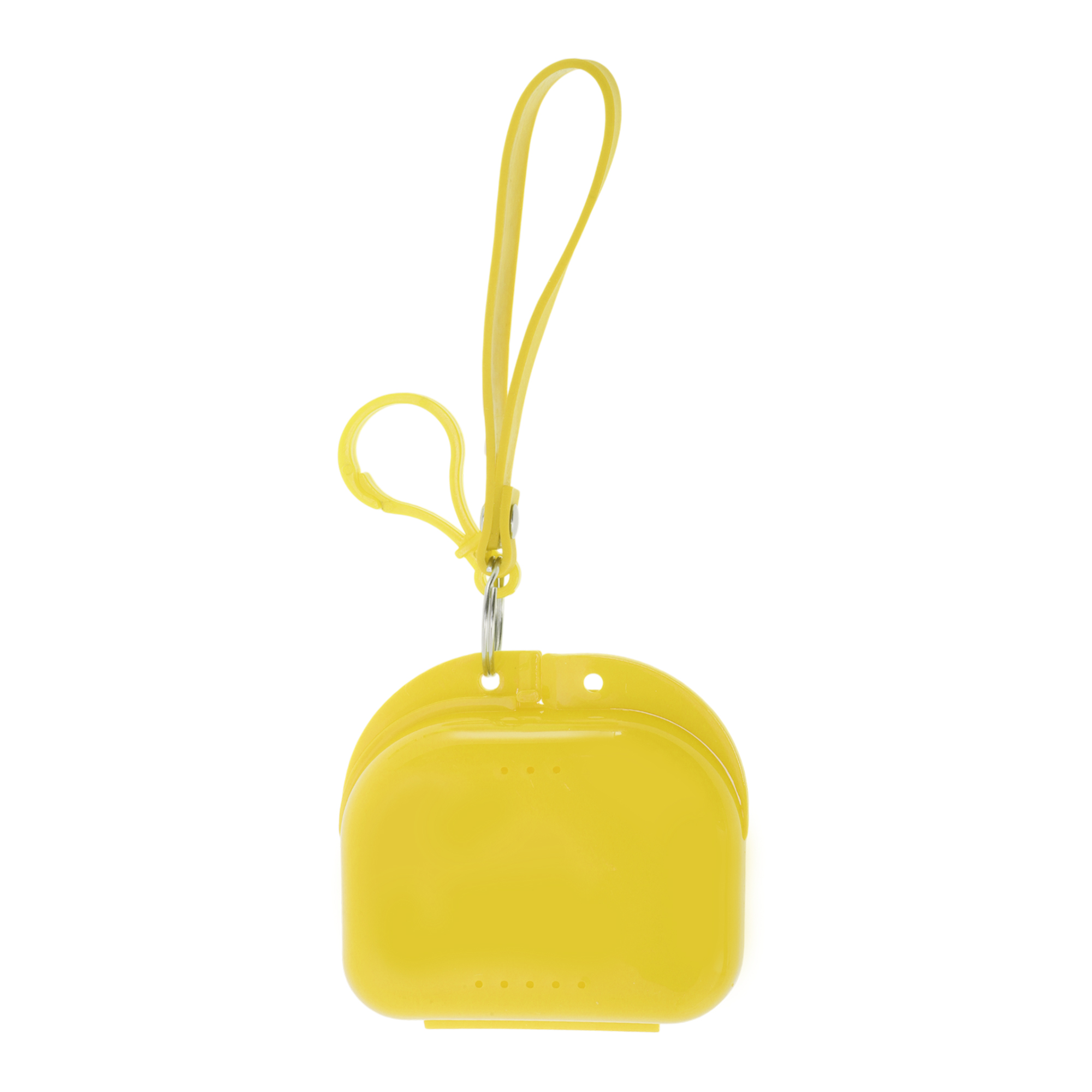 Unique Bargains Compact Braces Box with Lanyard 1 Pc Yellow