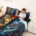 thumbnail image 3 of Feelyou Yin Yang Dragon Bed Sheets for Boys, Boho Tribal Animal King Sheets, Red Blue, 4pcs, 3 of 5