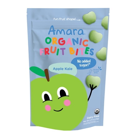 (6 pack) Amara Organic Apple Kale Fruit Bites, Baby & Toddler Snacks, No Added Sugar, Stage 3, .75 oz Bag