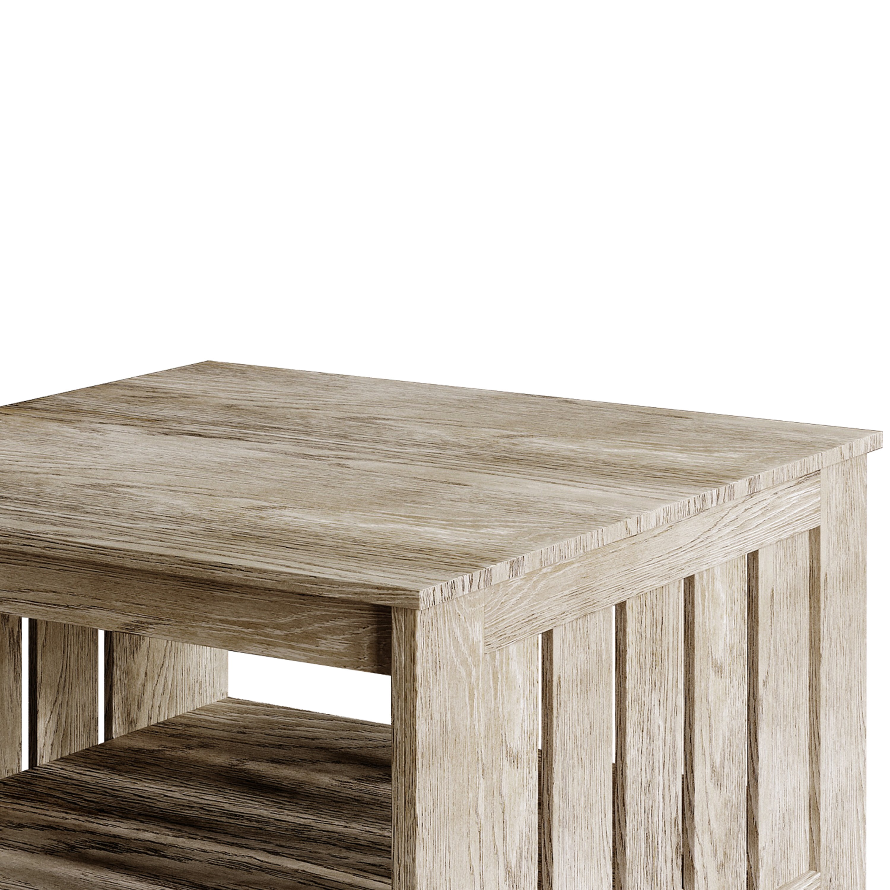 Home Design Nashua 3-Piece Coffee Table Set with Rectangular Coffee Table and 2 Matching End Tables, Modern Open Shelf Design for Living Room, Antique Gray
