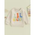 thumbnail image 3 of Elippeo 0-5Y Sisters Brother Matching Outfits 6M 12M 18M 24M 3Y 4Y 5Y Toddler Baby Letter Print Long Sleeve Crewneck Sweatshirt Clothes, 3 of 10