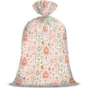 WRAPAHOLIC 56" Large Baby Girl Plastic Gift Bag - Pink Baby Girl Design for Baby Shower, Kids Birthdays, Parties, Celebrating, or Any Occasion - 56"H x 36"W