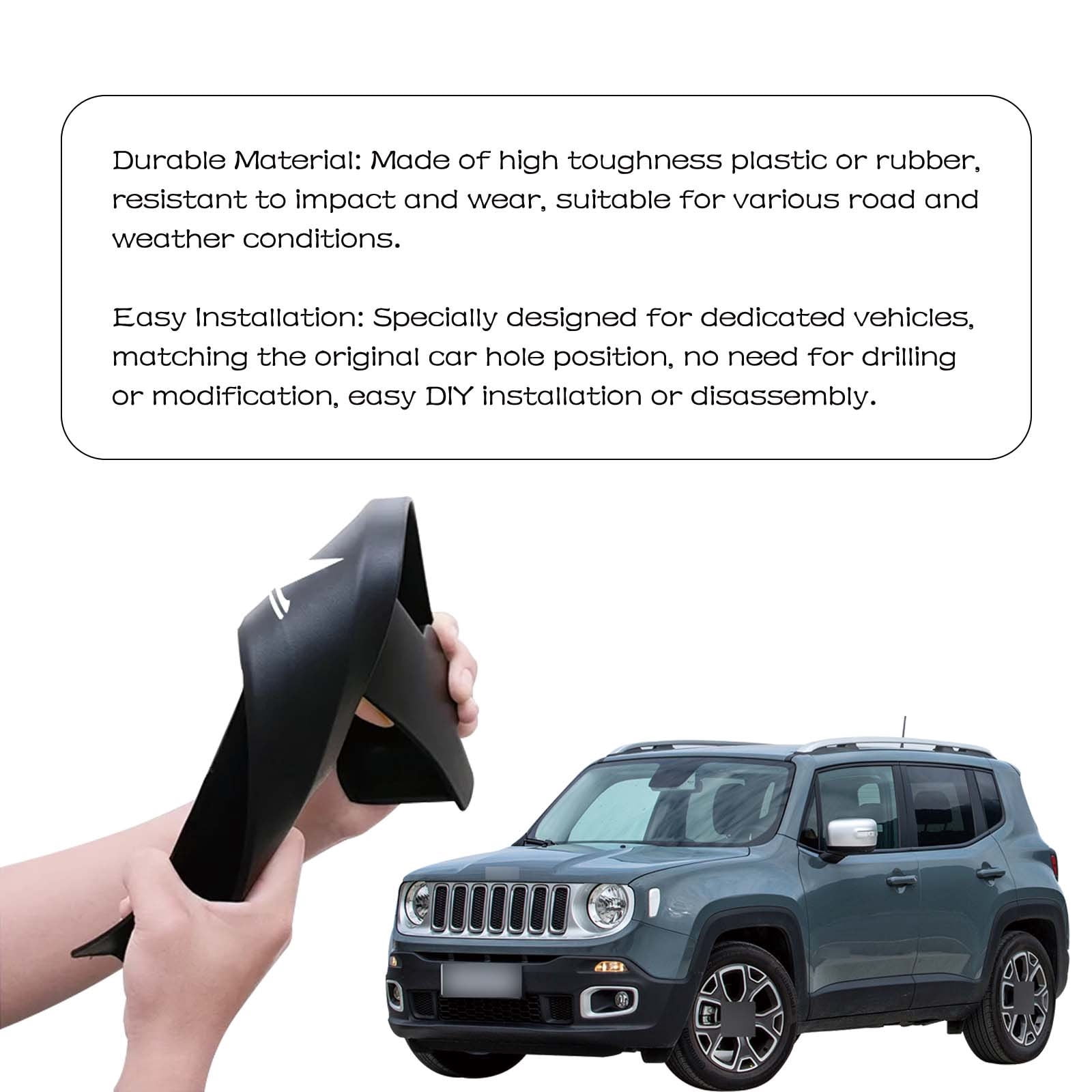 Mud Guards Fit For Jeep Renegade 2015-2021, Mud Flaps Splash Guards, Front And Rear 4 Pieces Car Mudguards Wheel & Tire Flaps, Car Fenders-Black