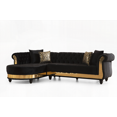 thumbnail image 2 of Gold Tufted Upholstered Sectional Sofa with Black Wood Legs | Walmart US, 2 of 8
