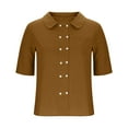 thumbnail image 5 of Mgmyaa Button Down Shirts for Women Double-Breasted Short Sleeve V Neck Collared Shirt Tops with Pocket, 5 of 8