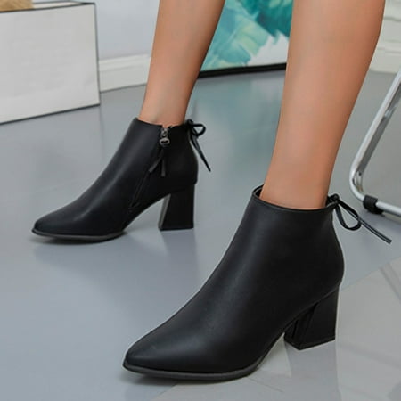 

TALKVE Breathable Shoes Women s Heels High Short Retro Boots Fashion Zipper Women s Boots