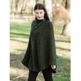 thumbnail image 4 of SAOL Irish 100% Merino Wool Cable Knit Poncho Women's Aran Fisherman Cowl Neck Button Irish Cape, One Size, 4 of 6