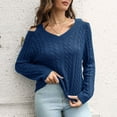 thumbnail image 6 of Womens Fall Fashion 2022! QLEICOM Sweaters for Women, Women's Off Shoulder V-Neck Sweater Women's Loose Autumn Winter Long Sleeve Knit Sweater On Clearance, 6 of 6