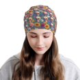 thumbnail image 2 of Xecao Skull sunflower daisy Print Beanie Knitted Hat for Men Women, Winter Fashion Knit Cuffed Caps Unisex, 2 of 7
