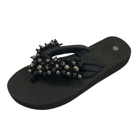 

sandals for Women Slippers For Women Ladies Summer Flip Flops Open Toe Rhinestones Bohemian Sandals Casual Shoes EVA Dress Sandals for Women Black