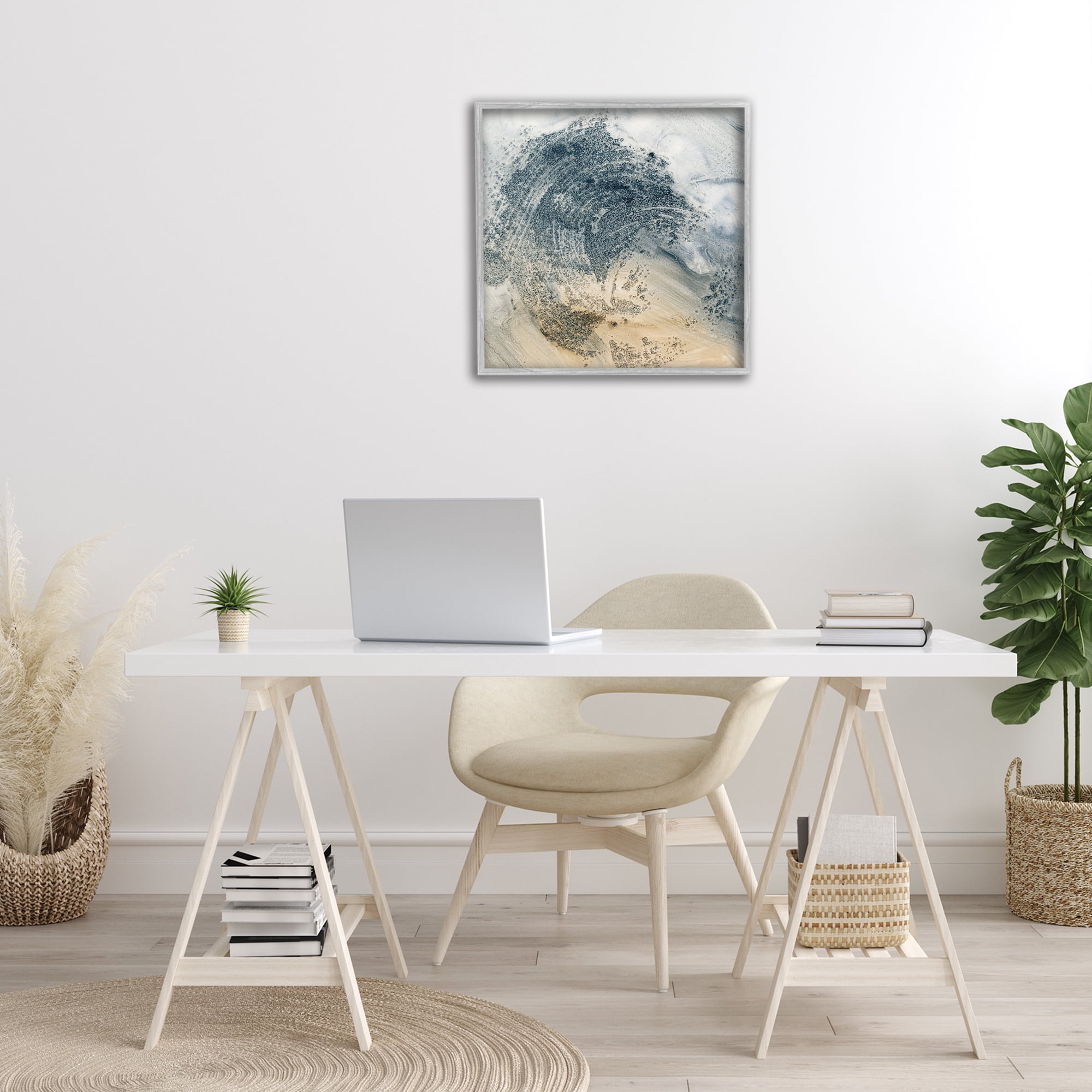 Stupell Industries Brushed Abstract Paint Abstract Painting Gray Framed Art Print Wall Art, 24 x 24