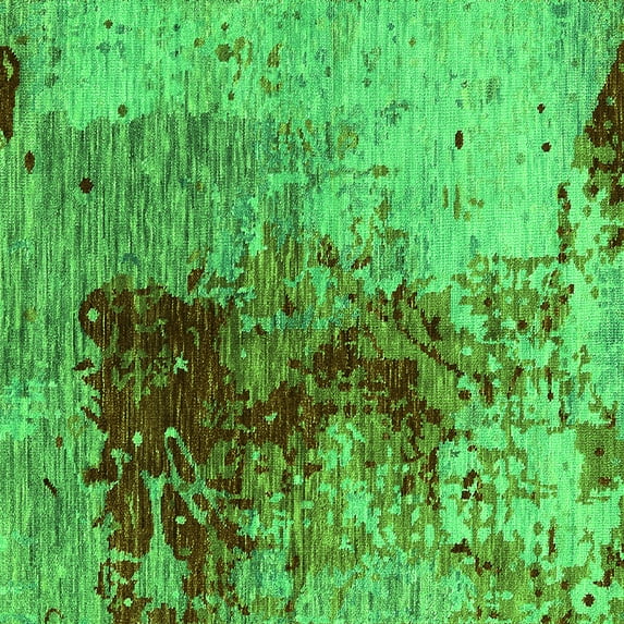Ahgly Company Indoor Square Oriental Green Industrial Area Rugs, 3' Square