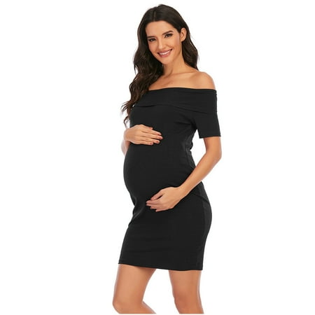 

Simplmasygenix Women s Maternity Sleeveless Dresses Summer Clearance Clothing Women s Maternity Solid Color Off Shoulder Backless Dress