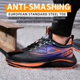 thumbnail image 3 of Safety Slip on Shoes for Men Steel Toe Work Sneakers Lightweight Breathable  Anti Puncture Work Boots - Slip Resistant Industrial Construction Shoes, 3 of 9