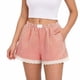 thumbnail image 1 of TaTaai Women's Spring Summer Cute Striped Lace Splice Elastic Waist Short Pants Comfortable Soft Home Sleep Lounge Shorts with Pockets Casual Daily Wear Gift, 1 of 5