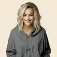 thumbnail image 4 of Dalix Sorcerer Frog Embroidered Fleece Cropped Long Sleeve Hoodie Womens in Deep Heather XL X-Large, 4 of 5