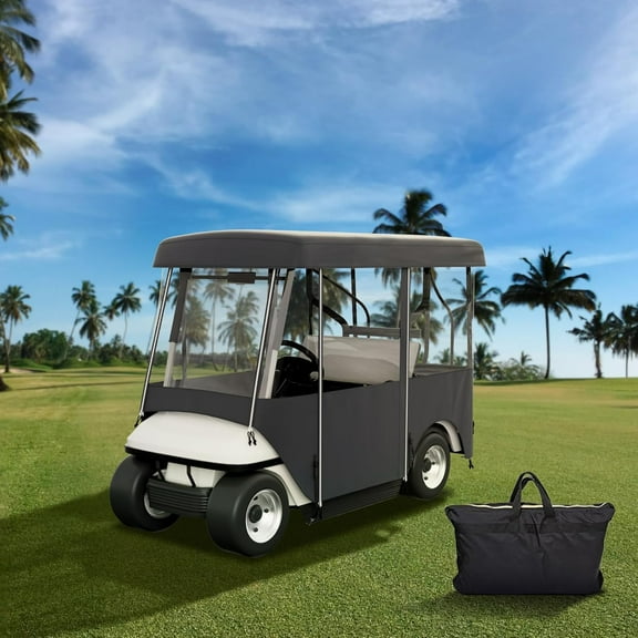 Golf Cart Enclosure, 4-Person Golf Cart Cover, 4-Sided Fairway Deluxe, 300D Waterproof Driving Enclosure with Transparent Windows, Fit for EZGO, Club Car, Yamaha Cart