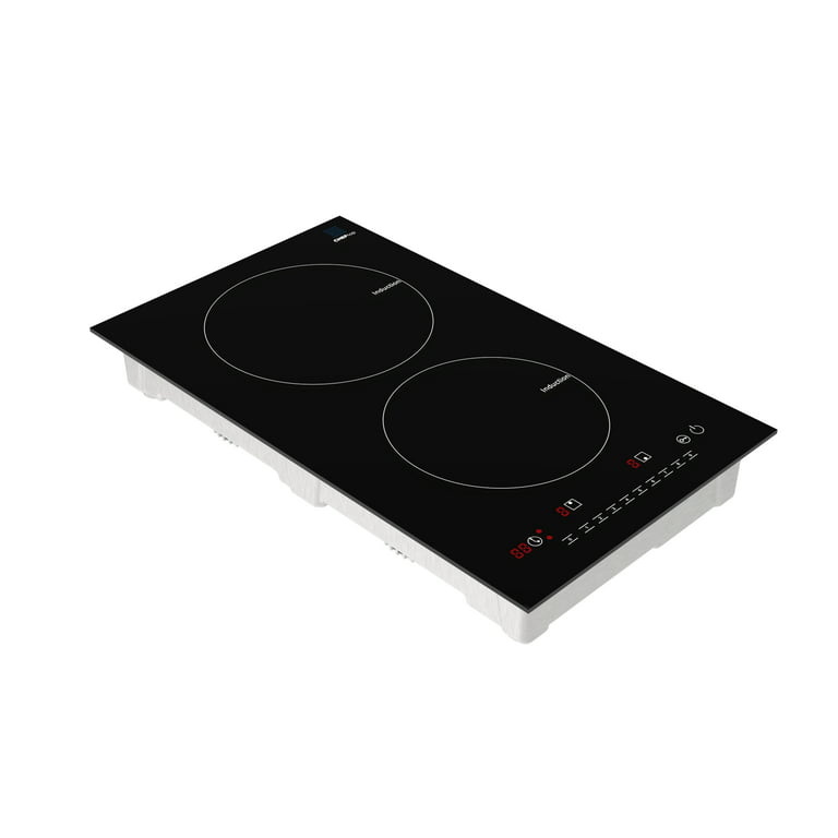  Cooksir Portable Electric Cooktop 2 Burner, 110V Plug in  Electric Stovetop with Protective Full Metal Edge, 12 Inch Countertop &  Built-in Ceramic Cooktop with Child Safety Lock, Timer, Sensor Touch 