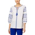 thumbnail image 1 of Blusa Campesina Bordada Charter Club Blanca Grande, 1 of 1