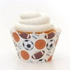 Sports Cupcake Wrappers Set of 12 Basketball Football Soccer Baseball Athlete Cup Cake Decorations