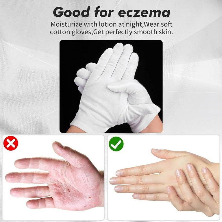 White Cotton Gloves for Women Moisturizer Gloves Men Overnight