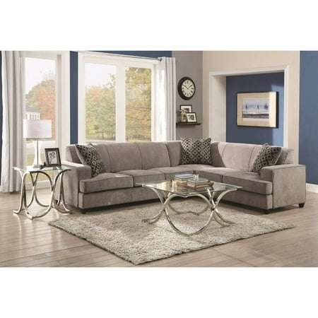 Coaster Fabric Sleeper Sectional In Gray