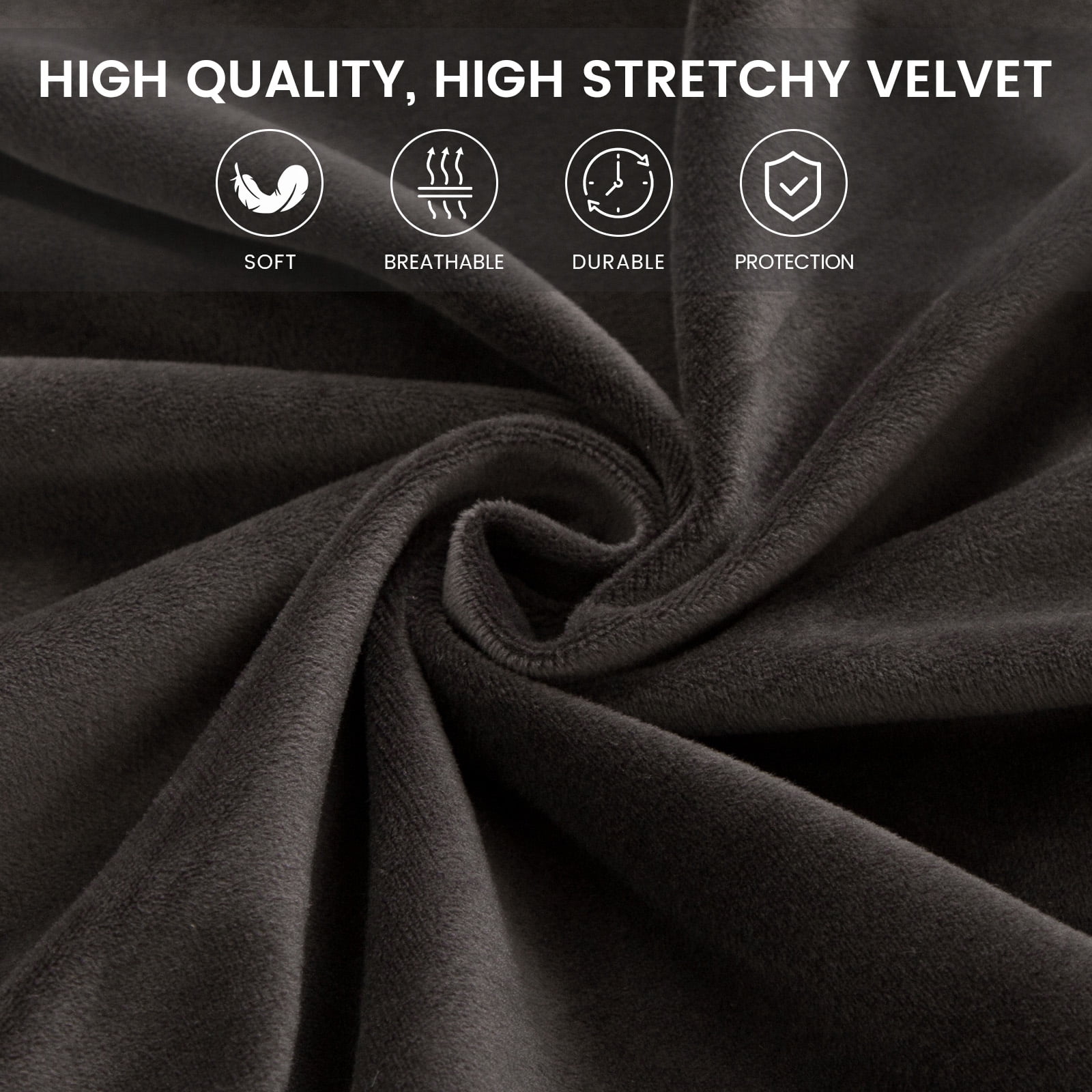 SHANNA Velvet Tub Chair Covers, 2 Pieces Stretch Modern Armchair Slipcovers Non Slip Sofa Couch Slipcover for Club Bar Counter Living Room Reception,With Separate Cushion Cover, Dark Gray, 1 Pack