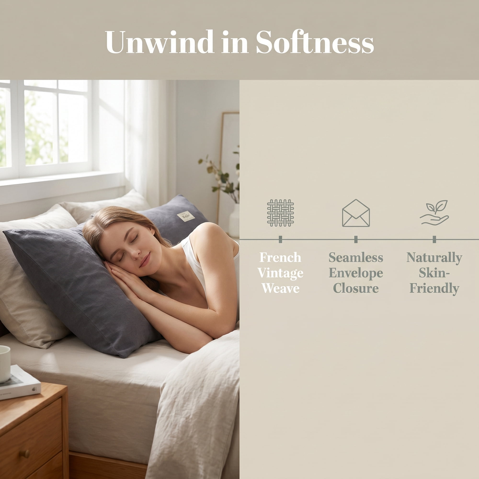 Unique Bargains 2 Pack Cotton Smooth Cooling Pillow Cases Envelope Closure Dark Gray-Gray