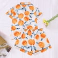 thumbnail image 2 of Pajamas for Women Set Yellow Peach Fruit Print Short Sleeves Button Up Pjs Tops & Short Women Pajamas (Orange XL), 2 of 9