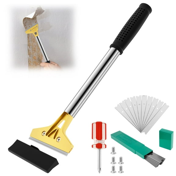 Wekvgz Wallpaper Scraper with 10 Blade Paint Scraper with Ergonomic Rubber Handle Enduring Paint Spatula Tool for Cleaning Window