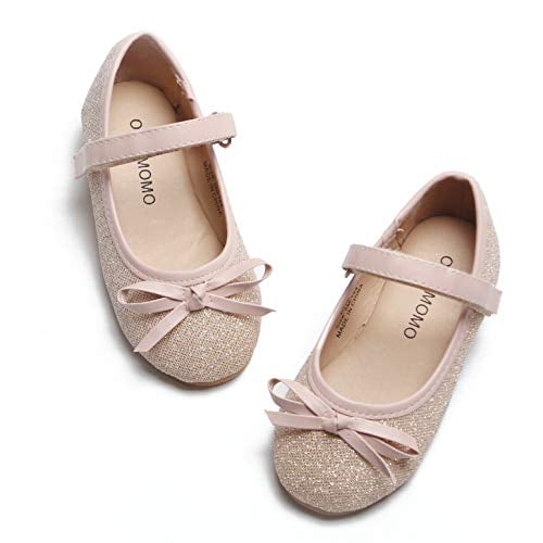 Otter MOMO Toddler Girls Ballet Flats Mary Jane Dress Shoes with Bow Knot White