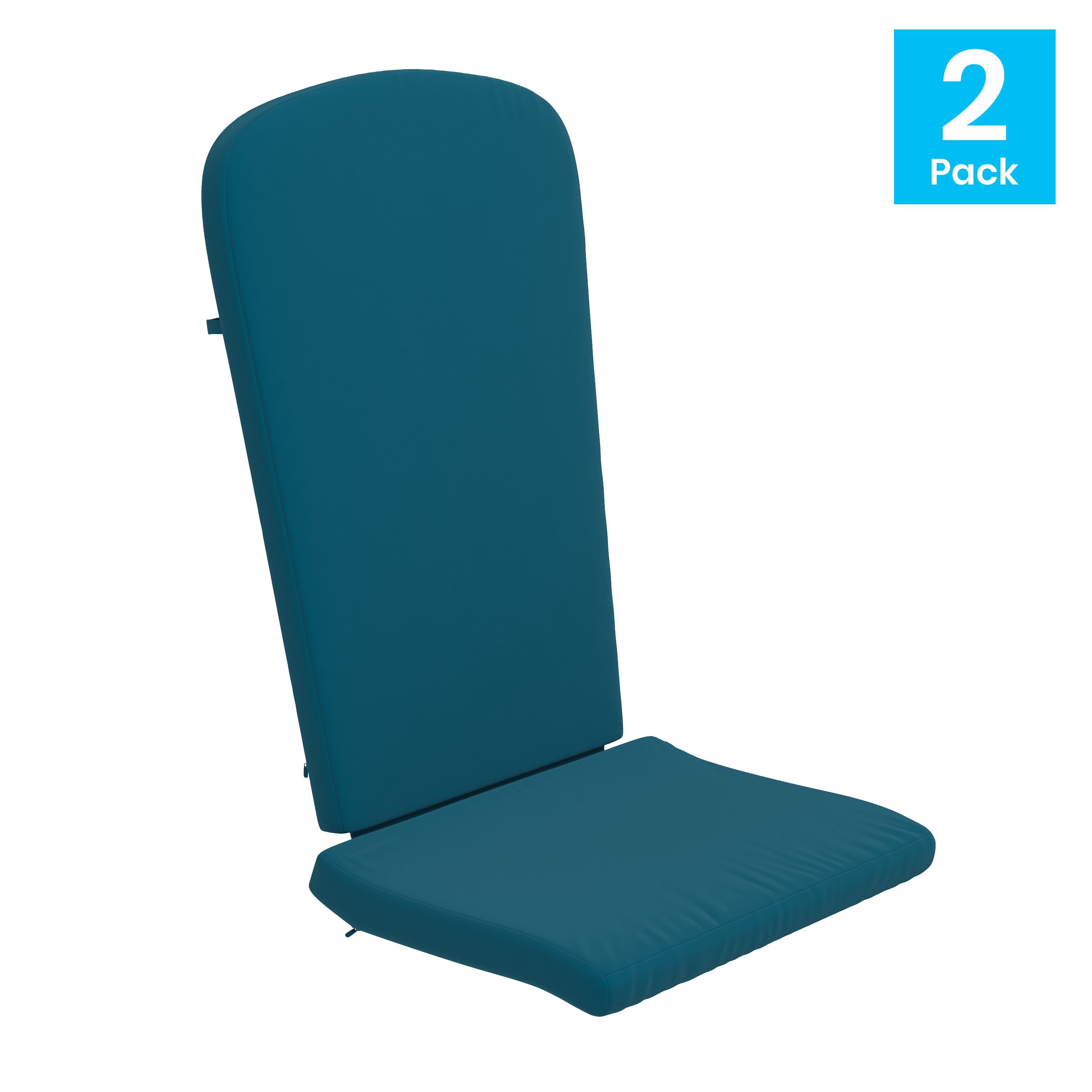 Emma + Oliver Set of Two All-Weather Indoor and Outdoor Cushions for Adirondack Chairs and High Back Patio Chairs in Teal