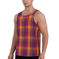 thumbnail image 2 of Gaeub Purple Yellow Buffalo Plaid Men's Athletic Tank Top, Workout Sleeveless Shirts, Running Tank Tops for Gym, Running, Training - X-Large, 2 of 9