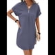 thumbnail image 3 of Vestido Camisero Informal de Verano para Mujer, con Cuello en V, Corta, Plisado, Liso, Holgado y con Botones. Púrpura XXL, 3 of 7