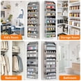 thumbnail image 2 of PLUMEBAY Over The Door Organizer, 5 Layer Hanging Storage with Clear Window and Mesh Side Pockets, Gray, 2 of 7