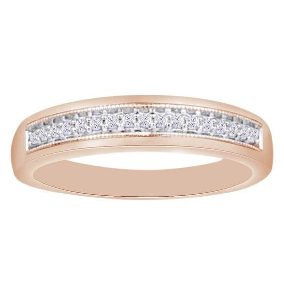 AFFY (0.16 cttw) Round Cut White Natural Diamond Wedding Men's Band Ring In 10k Rose Gold Ring Size-4